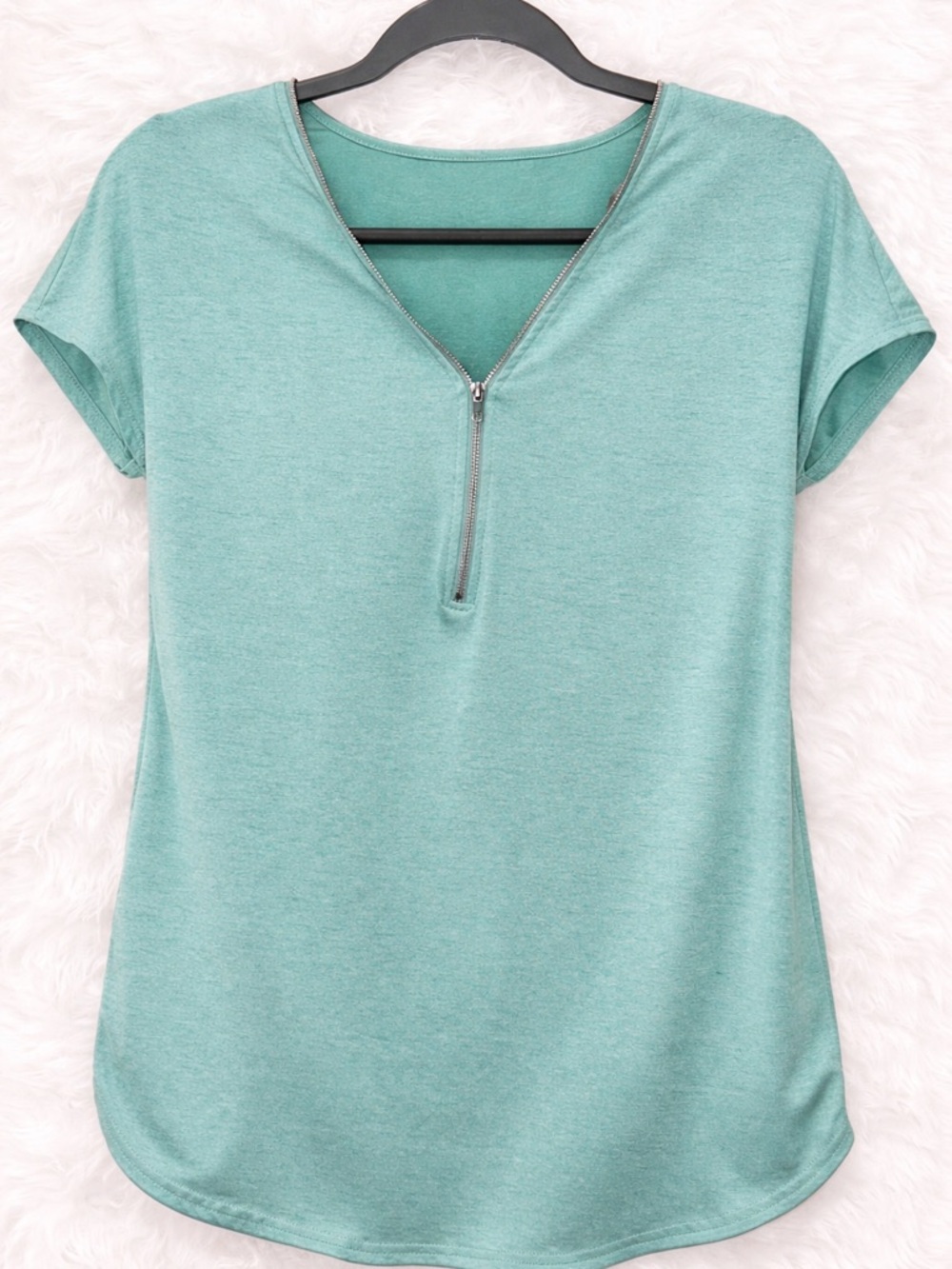 SHEIN Maternity Mint Green Zip Front Top Size Small Soft Stretch Casual